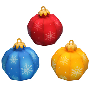 Papercraft imprimible y armable de adornos de bolas para árbol de Navidad. Manualidades a Raudales.