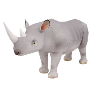 Papercraft imprimible y armable de un Rinoceronte Negro / Black Rhinocero. Manualidades a Raudales.