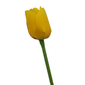 Papercraft imprimible y armable de un Tulipán amarillo. Manualidades a Raudales.