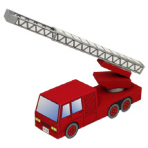 Papercraft imprimible y armable de un Camión de bomberos / Fire engine. Manualidades a Raudales.