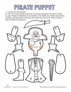 Marioneta de un pirata. Manualidades a Raudales.