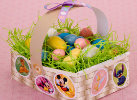 Papercraft imprimible y armable de Cesta huevos de Pascua Disney /Disney Easter Basket. Manualidades a Raudales.