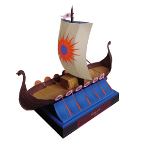 Papercraft imprimible y armable de un barco vikingo. Manualidades a Raudales.
