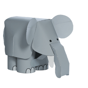 Papercraft de un Elefante infantil movimiento. Manualidades a Raudales.