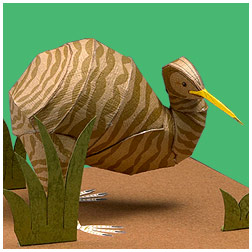 Papercraft imprimible y armable del Kiwi Manchado Pequeño / Little Spotted Kiwi. Manualidades a Raudales.