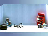 Papercraft de accesorios de taller mecánico de Yamaha. Manualidades a Raudales.