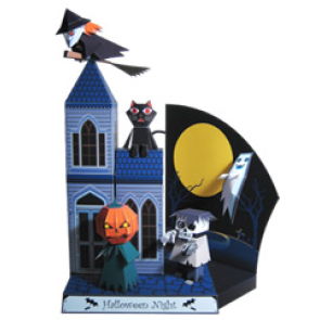 Papercraft armable del Diorama de la noche de Halloween. Manualidades a Raudales.,
