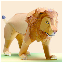 Papercraft imprimible y armable de un león / lion. Manualidades a Raudales.
