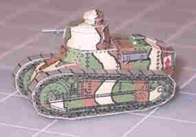 Papercraft del Tanque renault FT17 camuflaje. Manualidades a Raudales.