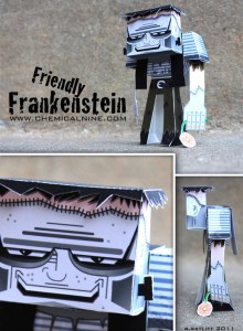 Papercraft Infantil imprimible y recortable de Frankenstein. Manualidades a Raudales.