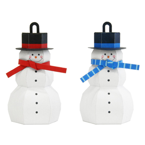 Papercraft imprimible y armable de un adorno de muñecos de nieve. Manualidades a Raudales.