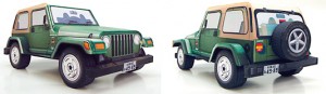 Papercraft imprimible y armable del coche Jeep Wrangler. Manualidades a Raudales.