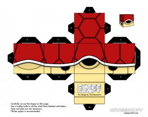 Cubeecraft de Nintendo de la  tortuga roja.