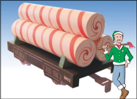 Papercraft imprimible y armable del vagón con caramelos de Santa Claus. Manualidades a Raudales.