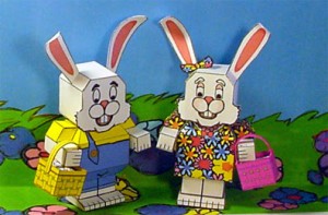 Papercraft imprimible y armable de conejos de Pascua / Easter. Manualidades a Raudales.