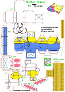 Papercraft de conejos de Pascua / Easter. Manualidades a Raudales.