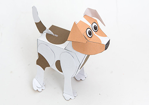Papercraft imprimible y armable de Cachorro con movimiento. Manualidades a Raudales.