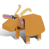 Papercraft imprimible y armable  infantil de una cabra. Manualidades a Raudales.