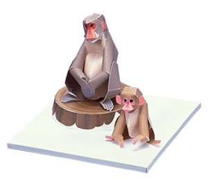 Papercraft imprimible y armable de un Macaco japoneses. Manualidades a Raudales.