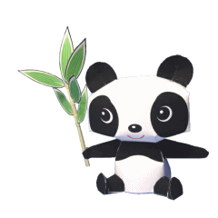 Papercraft imprimible y armable de un Oso Panda Infantil. Manualidades a Raudales.
