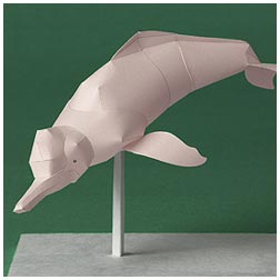 Papercraft recoratble del delfín rosado del Amazonas.