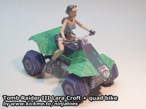 Papercraft de Tom Raider - Lara Croft en un quad. Manualidades a Raudales.
