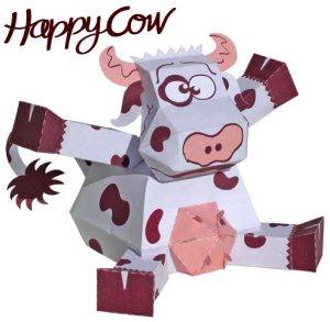 Papercraft recortable de una vaca feliz. Manualidades a Raudales.