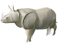 Papercraft imprimible y recortable de un Rinoceronte Indio. Manualidades a Raudales.