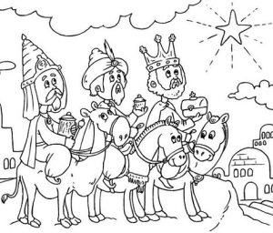 Colorear dibujos de los 3 Reyes Magos. Manualidades a Raudales.