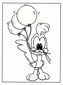 Ficha imprimible para colorear dibujos de los Looney Tunes. Manualidades a Raudales.