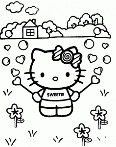 Dibujo para colorear de Hello Kitty. Manualidades a Raudales.