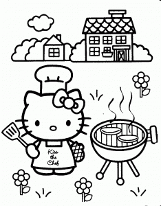 Dibujo para colorear de Hello Kitty. Manualidades a Raudales.