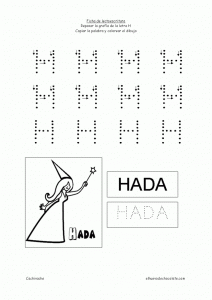 Ficha de grafomotricidad de la letra h. Manualidades a Raudales.