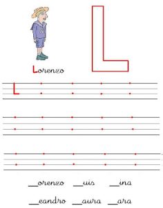 Fichas de grafomotricidad de la letra l. Manualidades a Raudales.